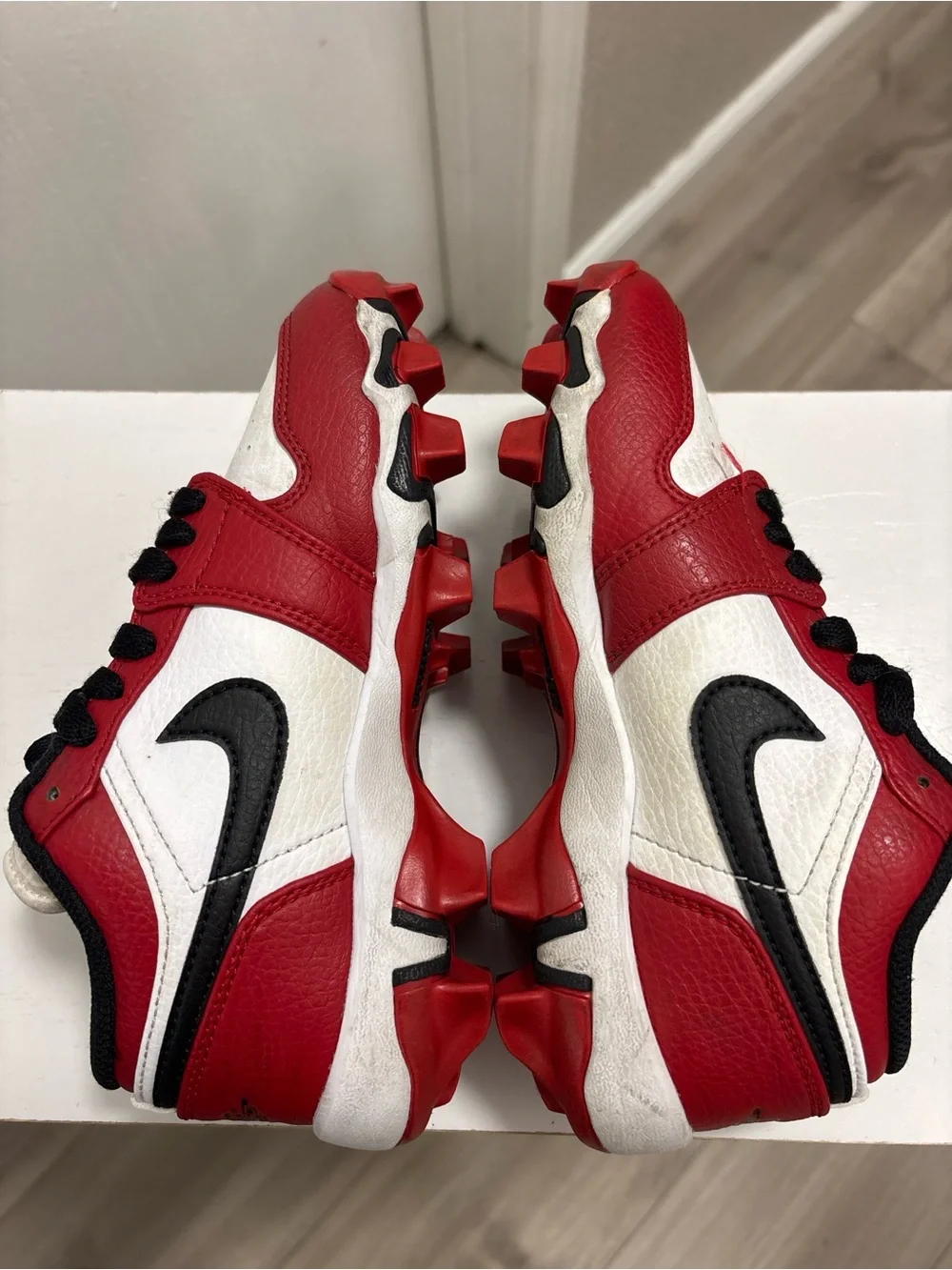 Nike Red White Black Cleat Sneakers